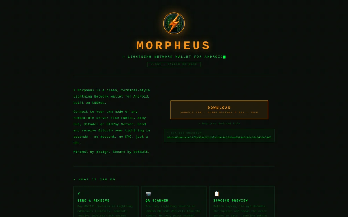 Morpheus desktop view